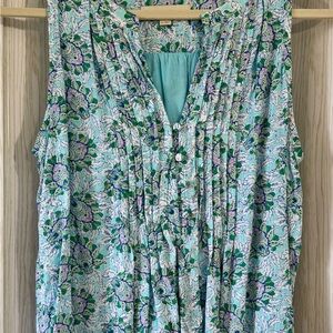Loft Floral Sleeveless Top - Blue and Green